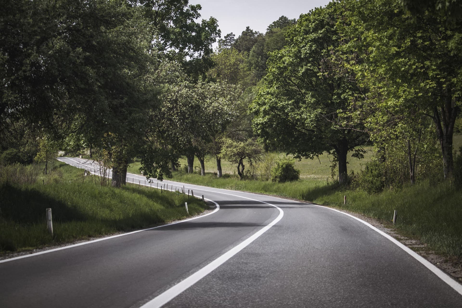 Scenic road through open countryside